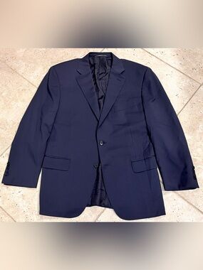 CANALI Navy Blue 100% Wool Sport Coat Blazer Jacket 40S Slim EUC ITALY RECENT!!!